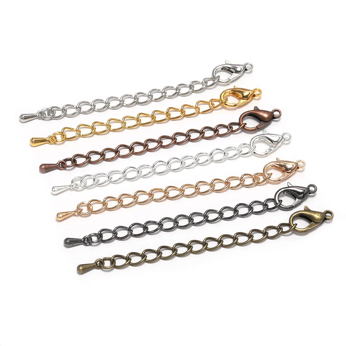 Top Trends: 10pcs / lot 50 70mm Tone Extended Extension Tail Chain Lobster Clasps Connector For DIY Bracelet Necklace Jewelry Making Findings Shoppable Styles