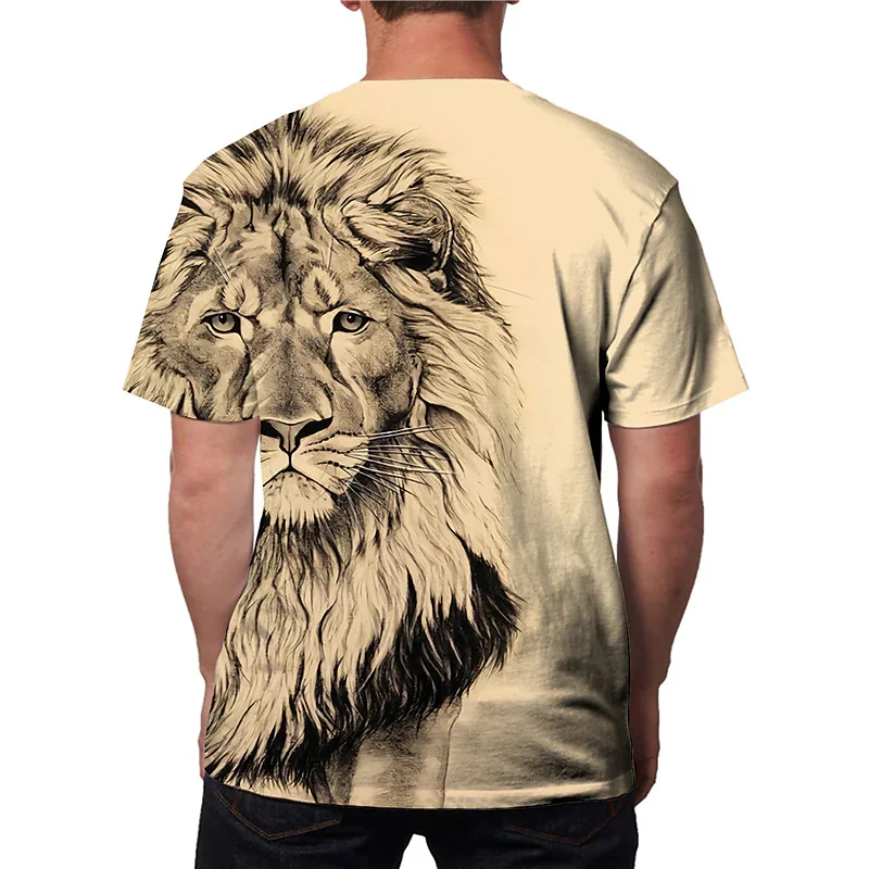 Top Trends: 2023 Cotton Summer T-shirt Men Animal Lion 3d Print Fashion Short Sleeve Top Micro Elastic Sport Fitness T Shirt For Men Shoppable Styles - Image 2