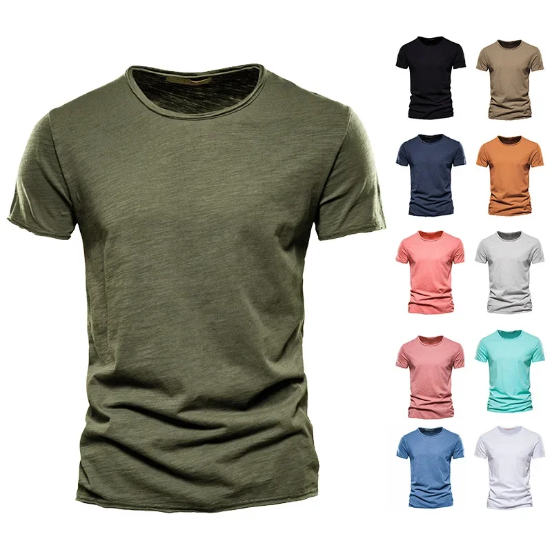 Top Trends: Quality 100% Cotton Men T-shirt Fashion Cut Design Slim Fit Soild Men&#039;s T-shirt Tops Tees Brasil Short Sleeve T Shirt For Men Shoppable Styles