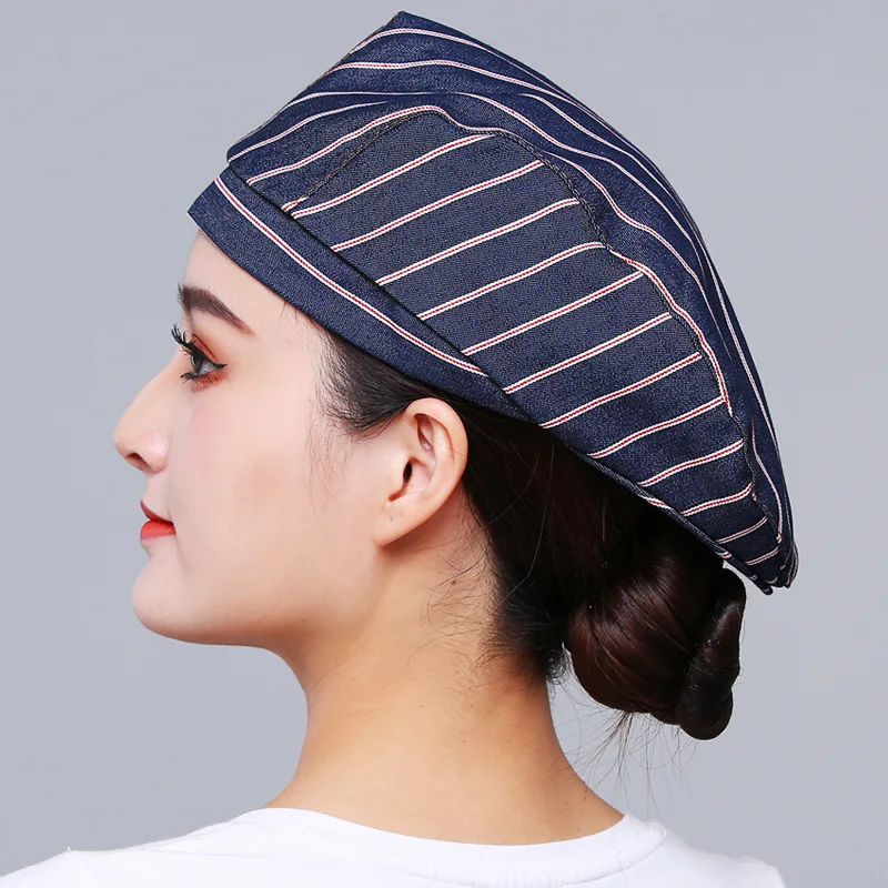 Top Trends: Denim Chef Hats Cafe Bar Waiter Work Caps Breathable Fabric Hotel Bakery Kitchen Hat Beret Shoppable Styles - Image 2