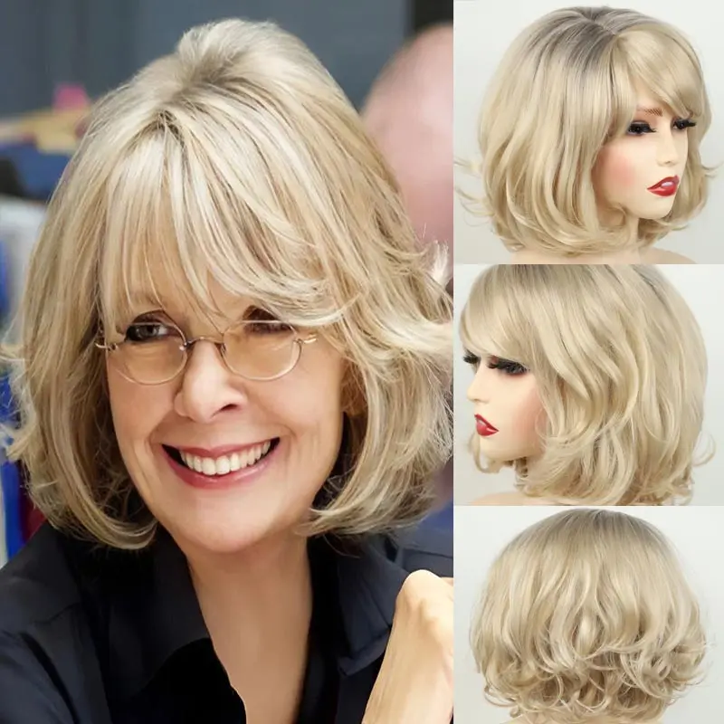 Top Trends: Women's Fashion Wig Short Blonde Ombre Curly Bob Hair Soft Healthy Heat Resistant Synthetic Wavy Wig For Mommy Costume Party Wig Shoppable Styles