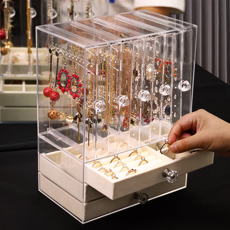 Top Trends: Jewelry Organizer Box Storage Large Size Transparent Acrylic Display Case Hanging Necklace Earrings Jewelry Boxes Stray Kids Shoppable Styles - Image 2