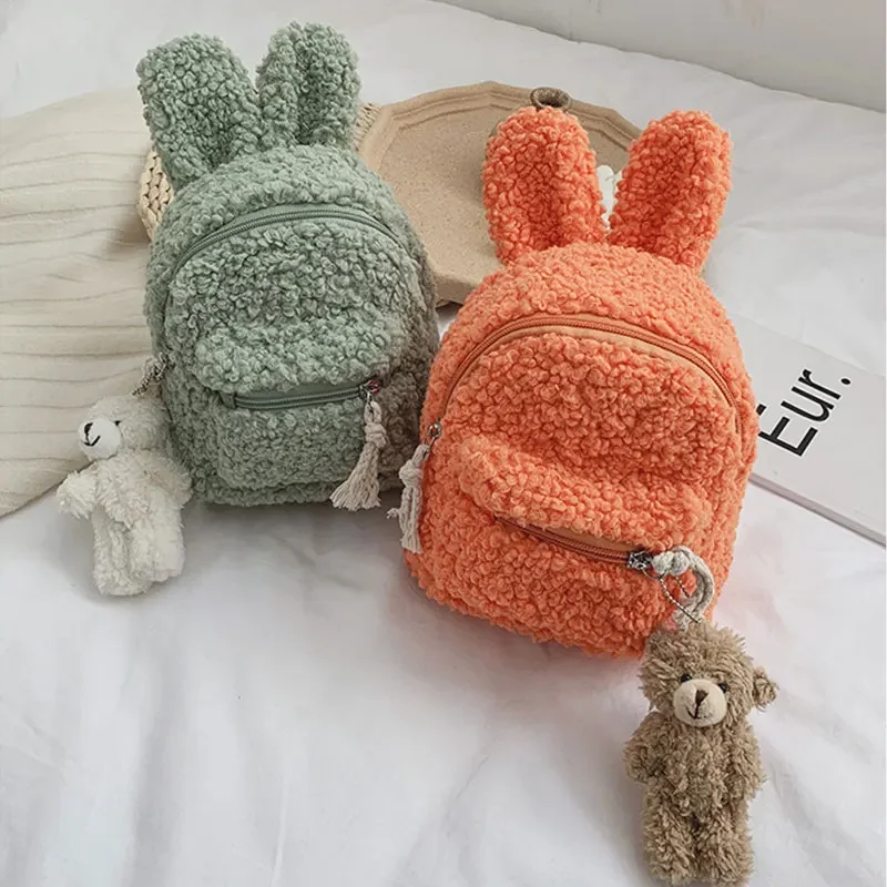 Top Trends: Kids Toddler Plush Backpack Cute Bunny Ear Kindergarten School Bag Winter Warm Fleece Daypack Outdoor Travel Bag For Boys Girls Shoppable Styles