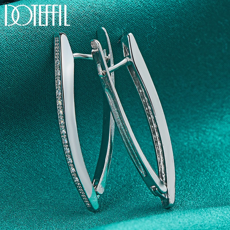 Top Trends: DOTEFFIL 925 Sterling Silver AAA Zircon Charm V Earring For Woman Jewelry Fashion Wedding Party Gift Shoppable Styles - Image 3