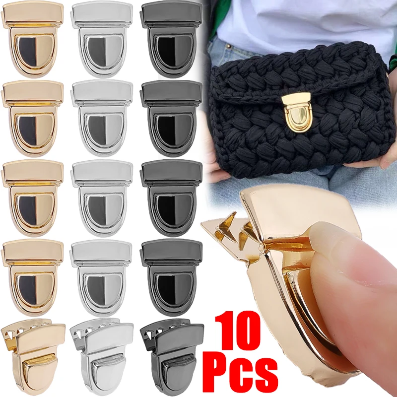 Top Trends: 5 / 10Pcs Handbag Shoulder Buckles Metal Leather Purse Bags Lock Making DIY Craft Duck Tongue Case Clasp Lock Accessories Shoppable Styles