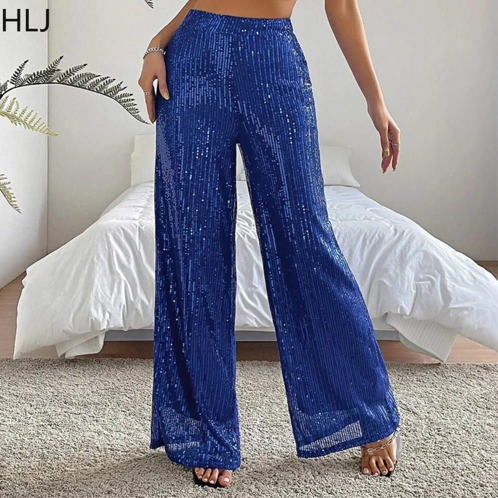 Top Trends: HLJ Fashion Sequined Spark High Waisted Pants Women Loose Wide Leg Pants Sexy Lady Party Club Matching Bottoms Casual Trousers Shoppable Styles