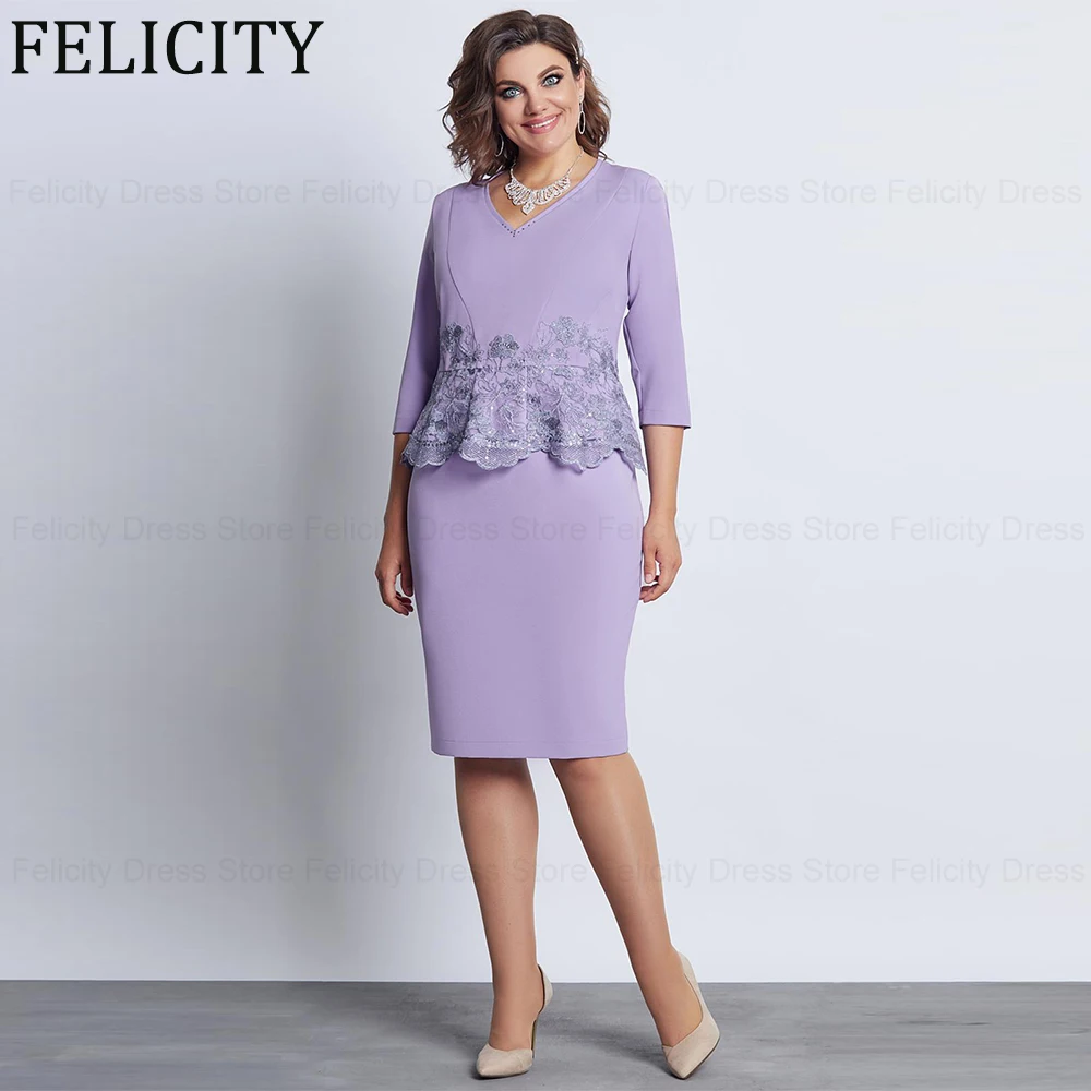 Top Trends: FELICITY Elegant Plus Size Mother Of The Bride Dresses 2024 Sheath V-Neck Wedding Guest Dresses Appliques Beading Evening Gowns Shoppable Styles