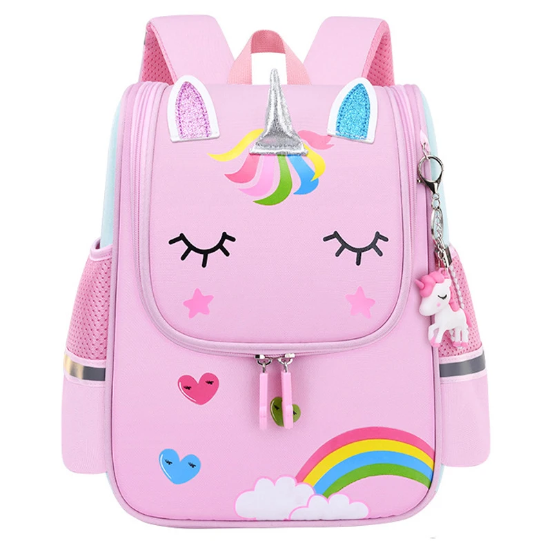 Top Trends: Girl School Bags Child Pink Unicorn Nylon Printing Backpack Kindergarten Student Cute Girls Children Schoolbag Waterproof Kid Shoppable Styles