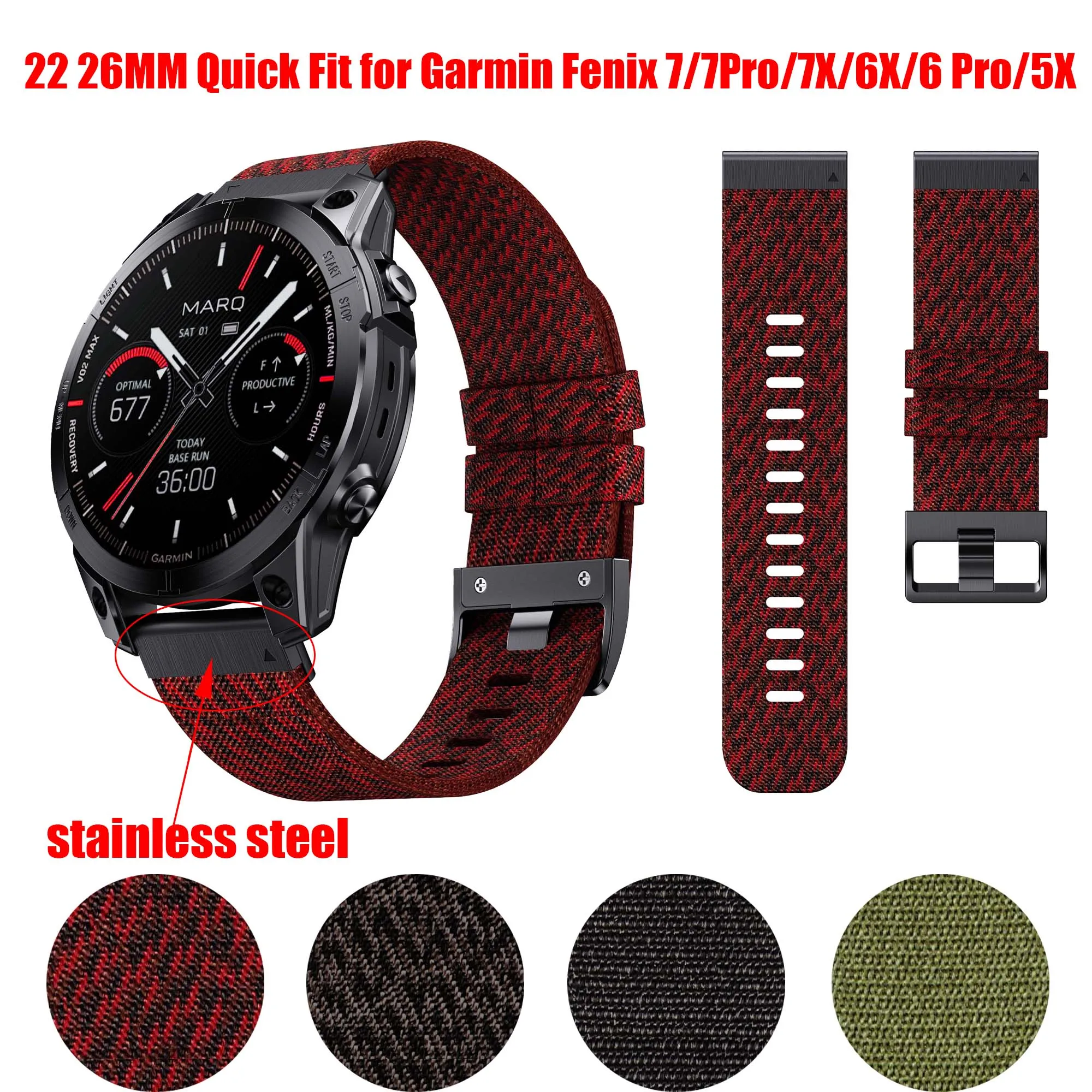 Top Trends: 22 26MM Quick Fit Nylon Watchband Strap For Garmin Fenix 7 / 7Pro / 7X / 6X / 6 Pro / 5X / 5 Plus6 / Epix / Instinct Replaceable Bracelet Shoppable Styles