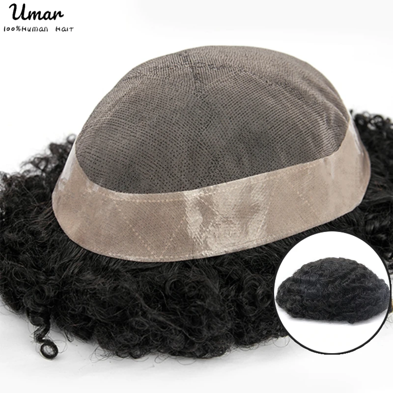 Top Trends: Curly Toupee For Men Durable Mono Curly Hair System Unit For Black Men Male Hair Prosthesis Wigs For Men 6" Human Hair Men's Wig Shoppable Styles - Image 6