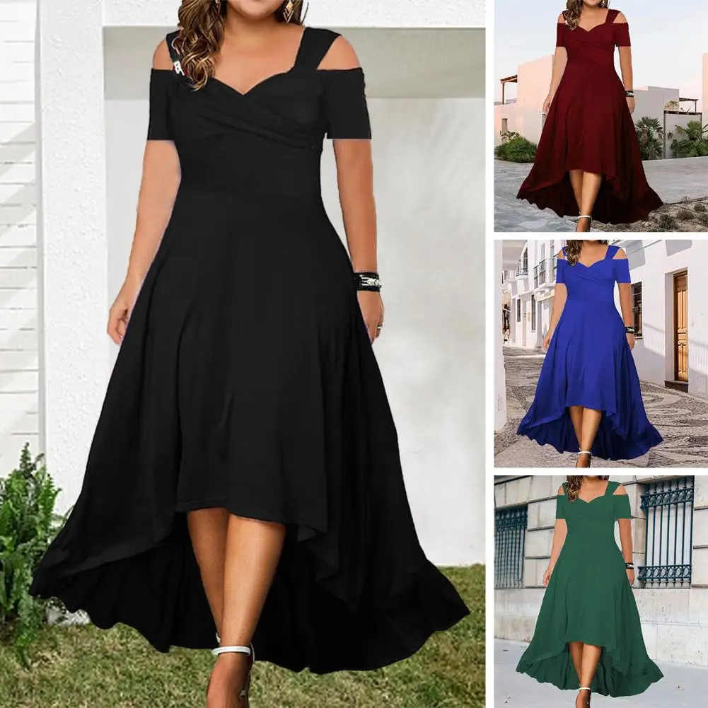 Top Trends: Elegant Plus Size Off-shoulder Summer Dress Flared V-neck Slim Fit Large Hem For Casual Parties Women&#039;s Party Wear 3 Years Shoppable Styles