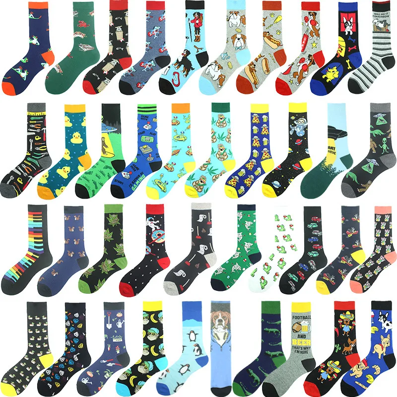 Top Trends: 1Pair Fashion Cotton Funny Panda Monkey Business Men Happy Socks Unisex Adult Combed Hip Hop Street Skateboard High Sox Autumn Shoppable Styles