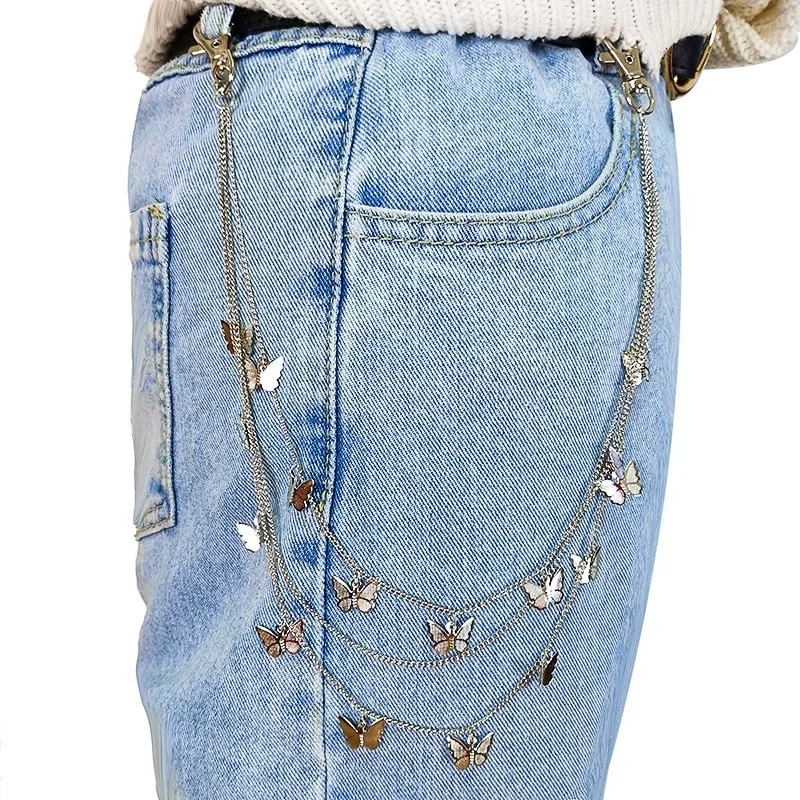 Top Trends: Fashion Punk Street Multi Layer Butterfly HipHop Hook Belt Waist Chain Pants Chain Shoppable Styles