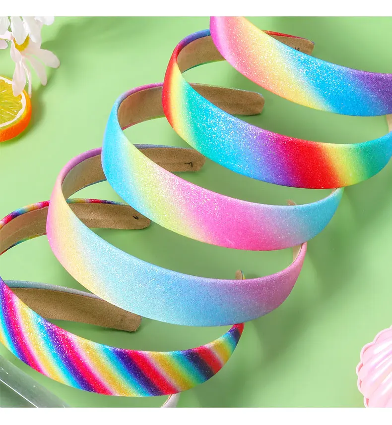 Top Trends: 2Pc Glitter Headbands For Girls Rainbow Hair Bands For Little Girl Hair Accessories Sparkly Wide Headband For Kids Cute HeadBand Shoppable Styles - Image 6