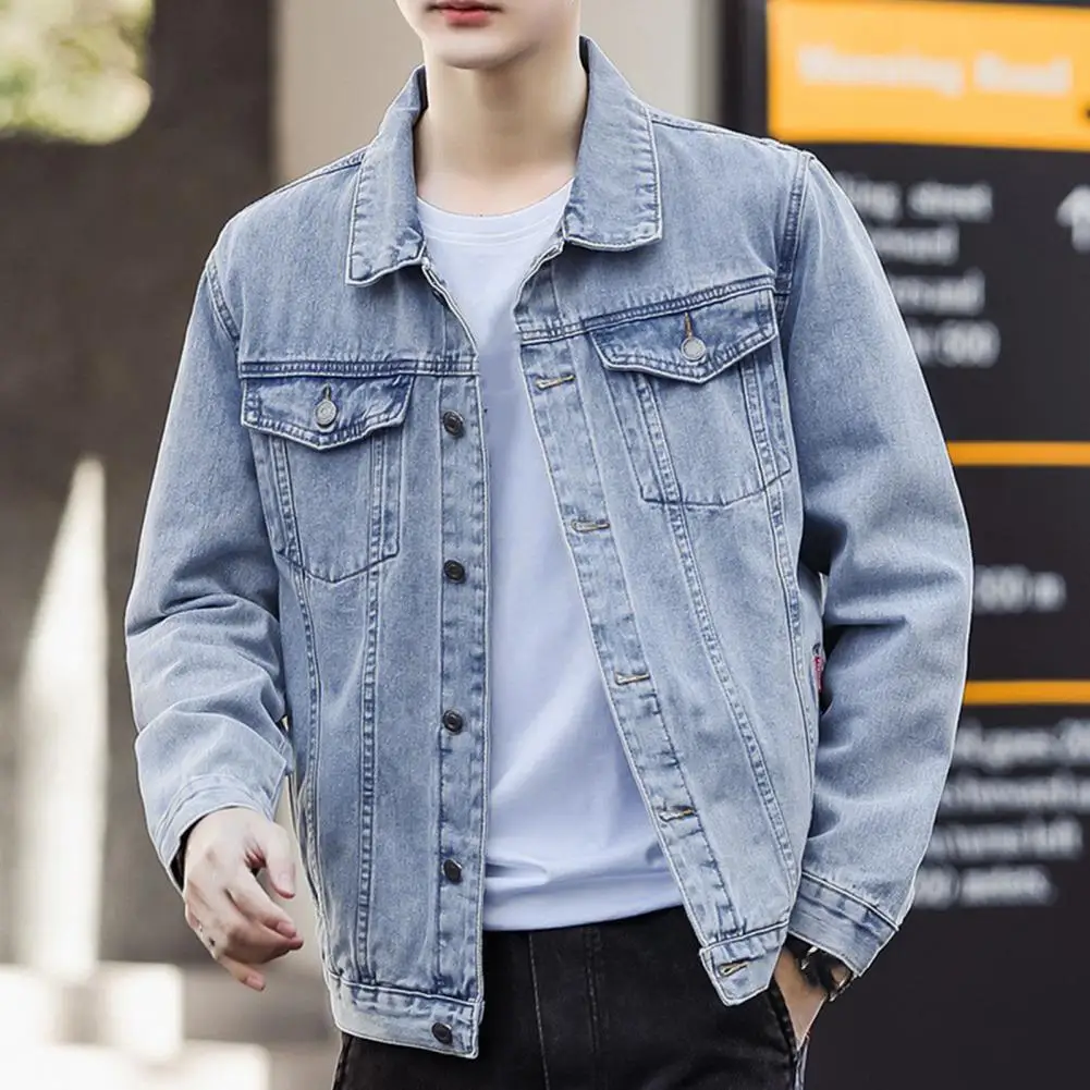 Top Trends: Men Jacket Retro Hop Style Denim Jacket With Multi Pockets Plus Size Fit For Men Streetwear Coat With Single-breasted Design Shoppable Styles - Image 3