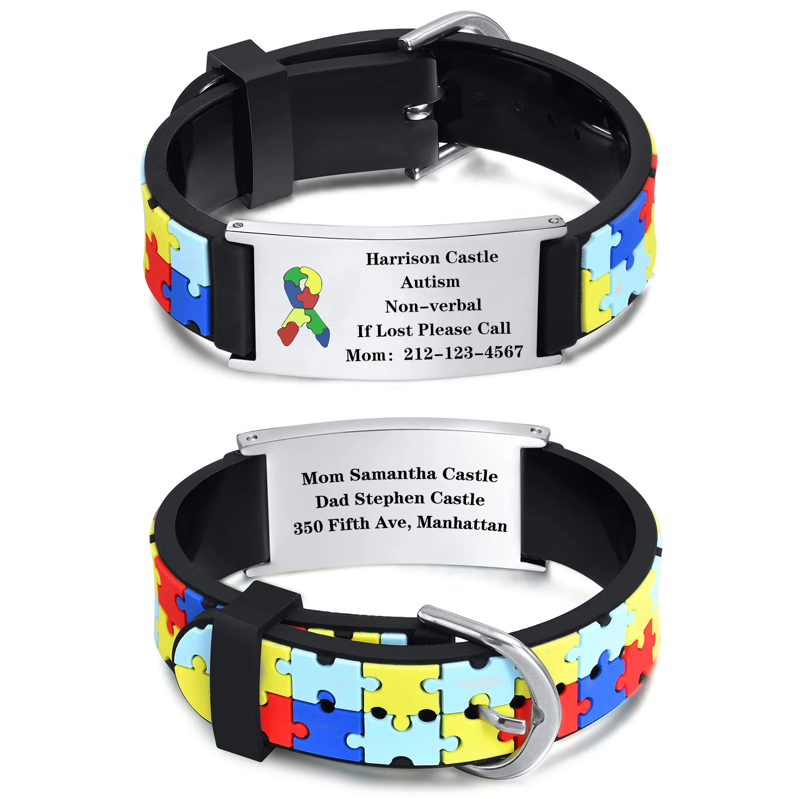 Top Trends: Personalized Autism Aspergers Bracelet For Children, Engraved Medical Alert ID Adjustable Silicon Bracelet Engraved Gift Shoppable Styles