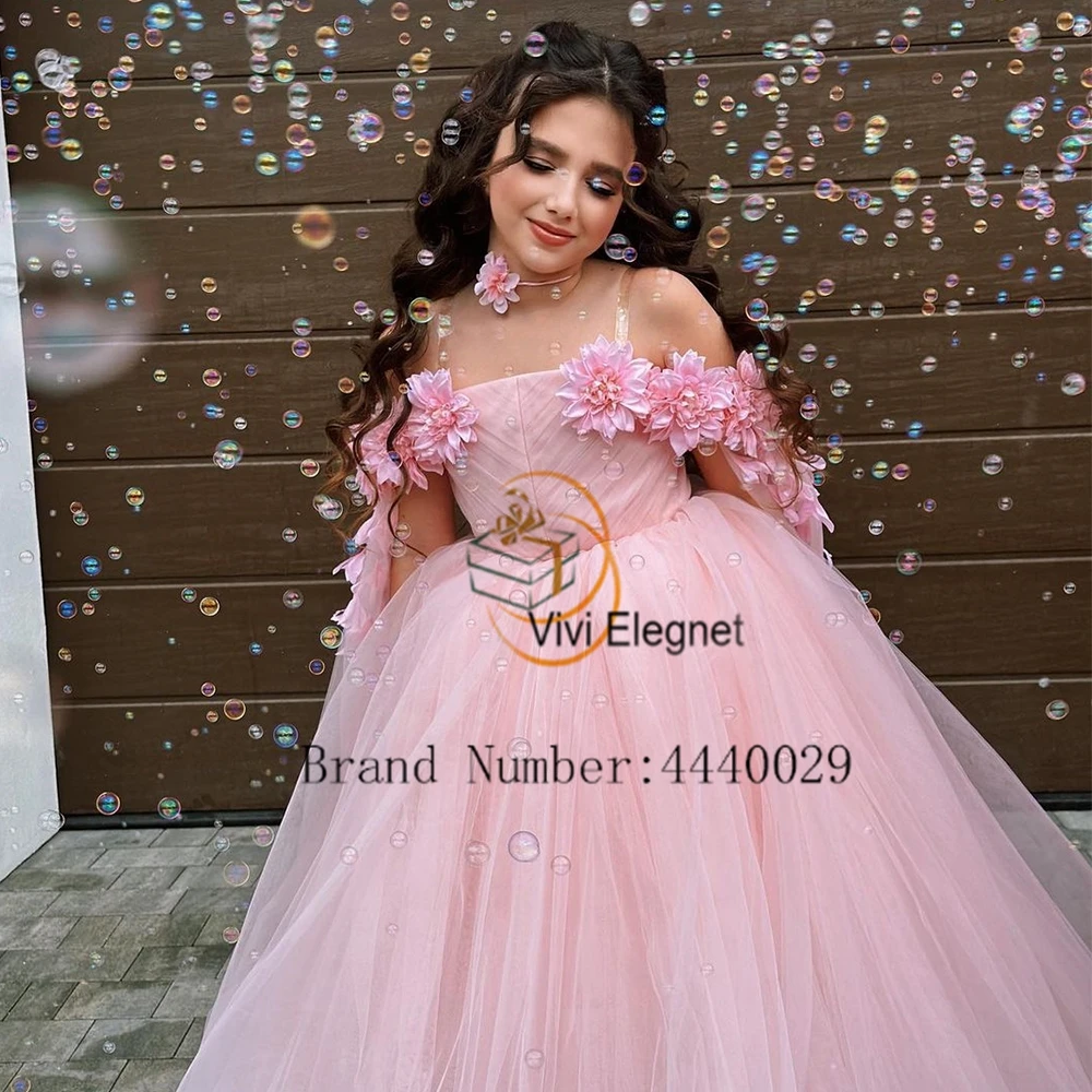 Top Trends: Pink Boat Neck Flower Girls Dresses For Girls 2023 Summer Off Shoulder Sleeveless Christmas Gowns Soft Tulle فلور فتاة اللباس Shoppable Styles - Image 3