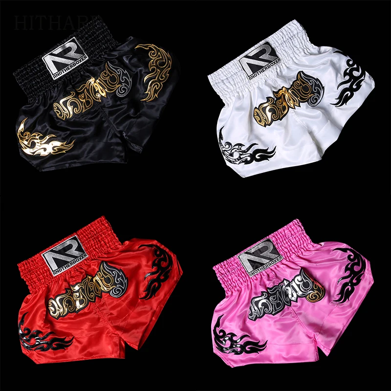 Top Trends: Muay Thai Shorts Embroidery Satin Boxing Shorts Men Women Kids Black Pink Grappling Fighting Kickboxing MMA Martial Arts Pants Shoppable Styles