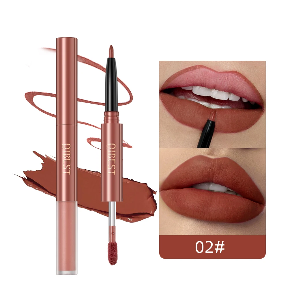 Top Trends: QIBEST 2 IN 1 Lip Liner Waterproof Matte Velvet Lipstick Lipliner Pen Long Lasting Nude Lipstick Lipliner Pencil Contour Makeup Shoppable Styles