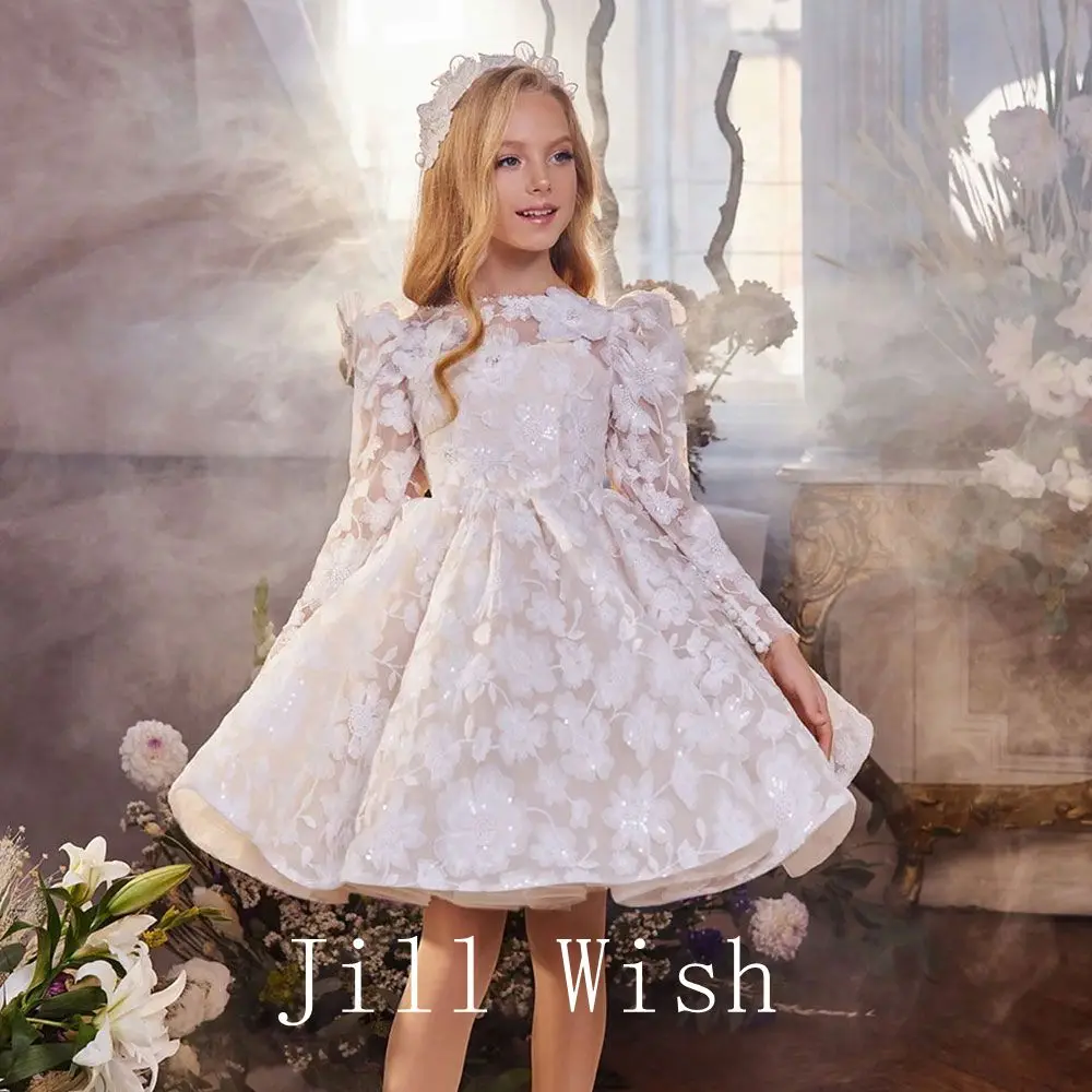 Top Trends: Jill Wish Elegant White Flower Girl Dress Appliques Princess Kids Wedding Birthday First Communion Party Prom Gown 2024 J308 Shoppable Styles