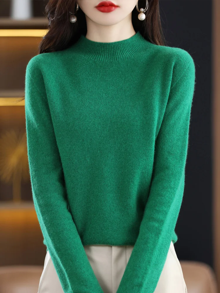 Top Trends: Aliselect Fashion 100% Merino Wool Cashmere Women Knitted Sweater Turtleneck Long Sleeve Pullover Autumn Clothing Jumper Top Shoppable Styles