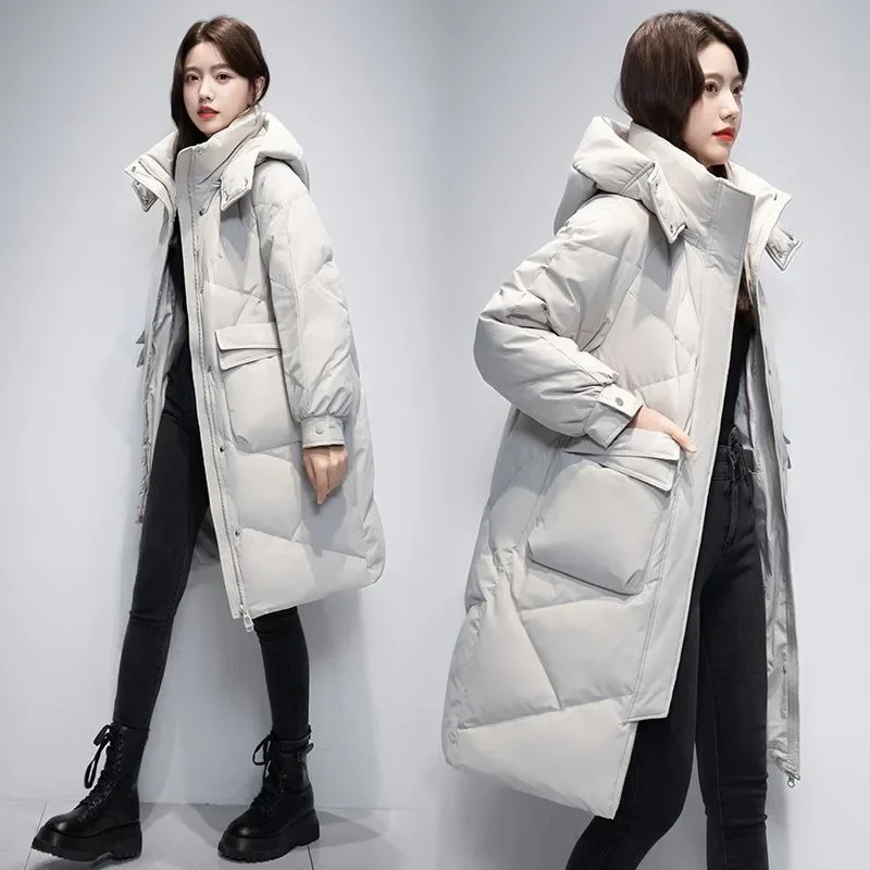 Top Trends: New Women Down Jacket Winter Coat Mid Length Version Parkas Loose Thick Warm Hooded Outwear Over The Knee Large Size Overcoat Shoppable Styles