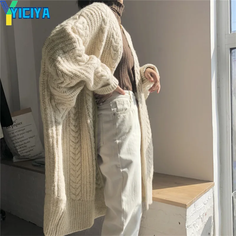 Top Trends: YICIYA Long Cardigan Women Clothing Knitwears New Fashion Sweaters 2023 Winter Length Knitted Cardigan Sweater Long Sleeve Top Shoppable Styles - Image 4