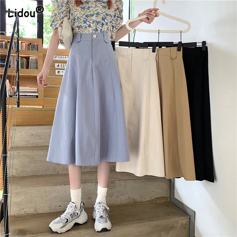 Top Trends: Women&#039;s Clothing New High Waist Simplicity Solid Color Patchwork Temperament Loose Fashion Casual Summer Thin Korean Mini Skirts Shoppable Styles