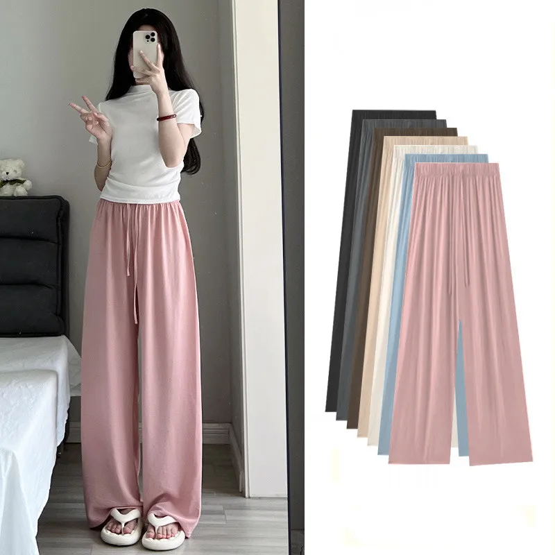 Top Trends: Knit Cotton Wide Leg Pants For Women Summer High Waisted Draped Pajamas Pant Japanese Style Lazy Sleepwear Home Trousers Shoppable Styles