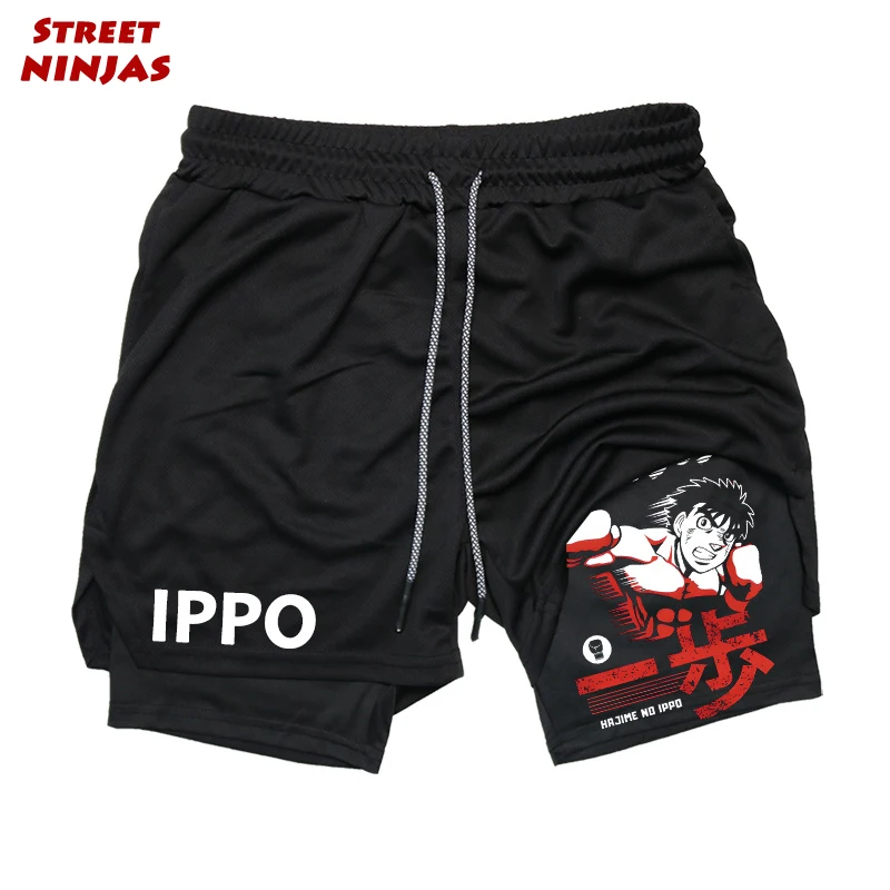 Top Trends: Anime IPPO Print 2 In 1 Compression Shorts For Men Athletic Performance Gym Shorts With Pockets Quick Dry Fitness Workout Boxing Shoppable Styles