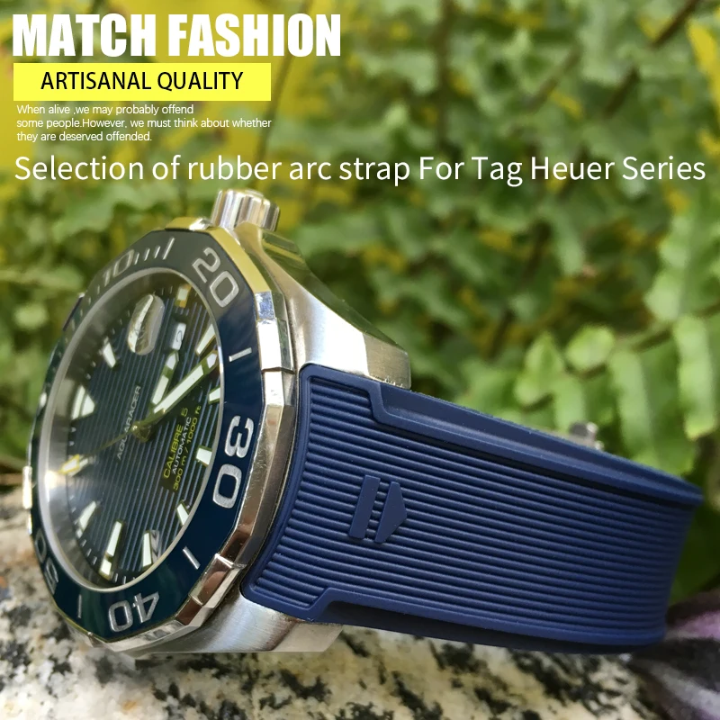 Top Trends: High Quality Natural Rubber Watchband 20mm 22mm Fit For TAG Watch Heuer Aquaracer 300 500 Diving Strap Sports Silicone Wristband Shoppable Styles