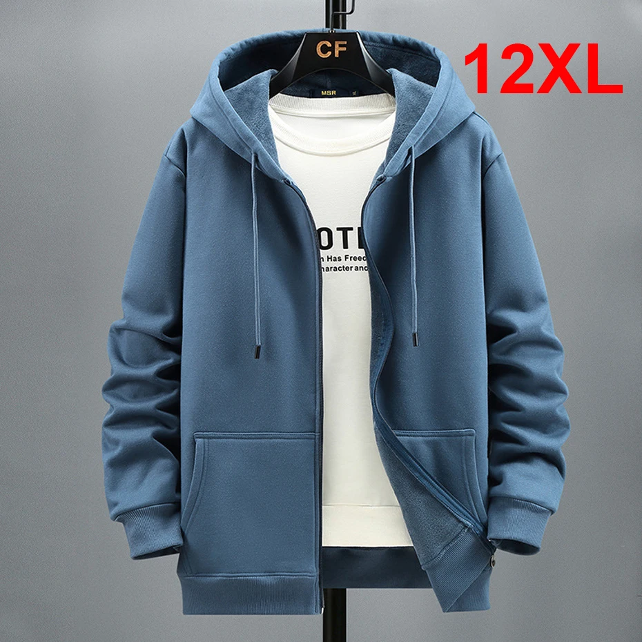 Top Trends: Plus Size 10XL 12XL Hoodie Men Autumn Winter Fleece Hoodies Solid Color Jacket Hoodies Big Size 12XL Blue Black Red Grey Shoppable Styles