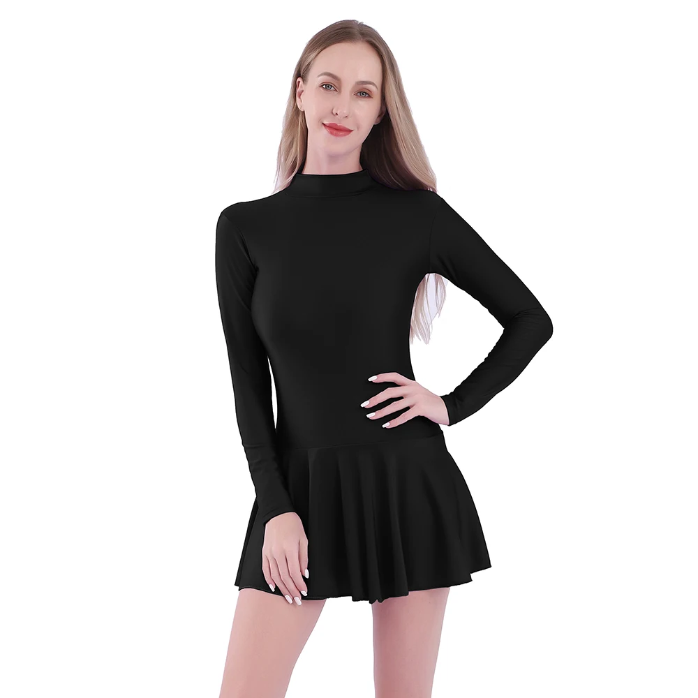 Top Trends: AOYLISEY Women Turtleneck Leotard With Skirt Dancewear Long Sleeve Ballet Tight Jumpsuit Gymnastics Costume Workout Yoga Stage Shoppable Styles