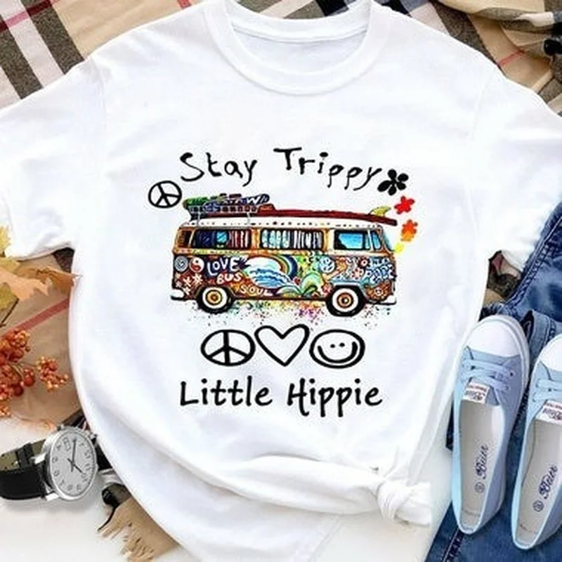 Top Trends: Little Hippie Print T Shirt Women Short Sleeve O Neck Loose Tshirt Summer Women Causal Tee Shirt Tops Camisetas Mujer Shoppable Styles