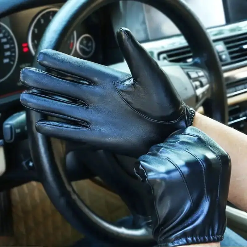 Top Trends: Touch Screen Leather Gloves Men&#039;s Winter Warm Velvet Lining Gloves Outdoor Windproof Motorcycle Riding Car Driving Safety Gloves Shoppable Styles