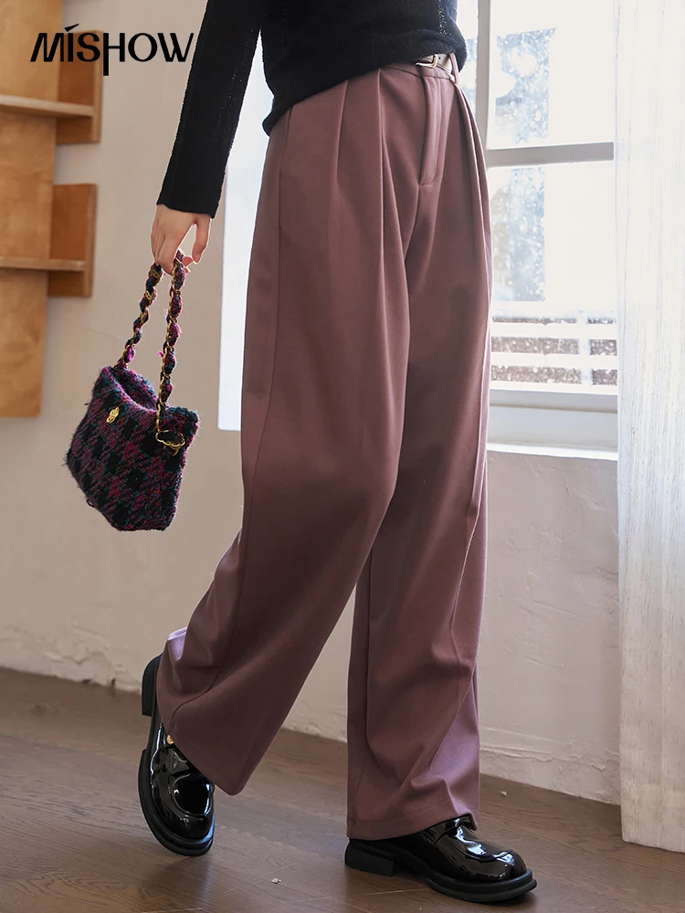 Top Trends: MISHOW Suit Casual Pants For Women 2023 Autumn Winter Korean High Waist Female Full Length Wide Leg Pants Office Lady MXC53K0525 Shoppable Styles