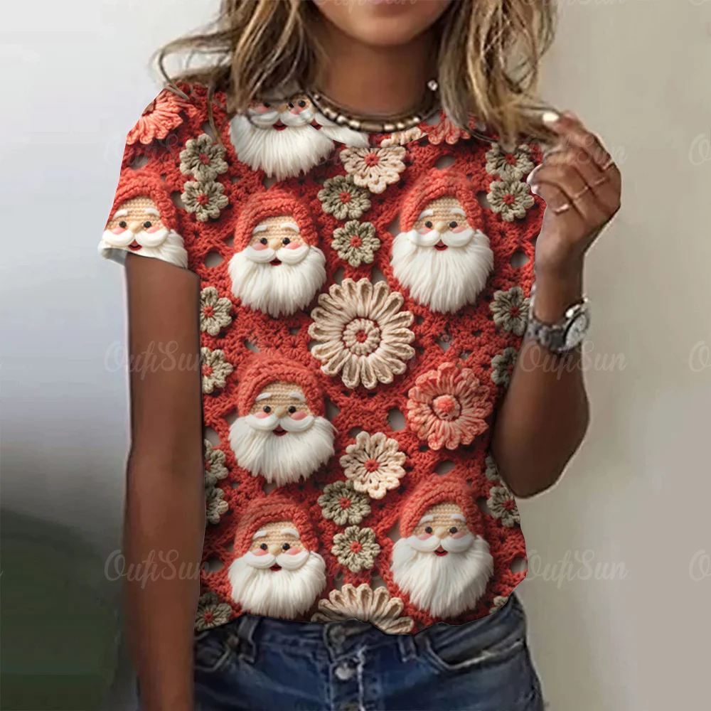 Top Trends: 3d Funny Santa Claus Print T Shirt For Women Casual Weekend Party Tees Christmas Theme Clothing Oversized Woman Sweatshirt Shoppable Styles