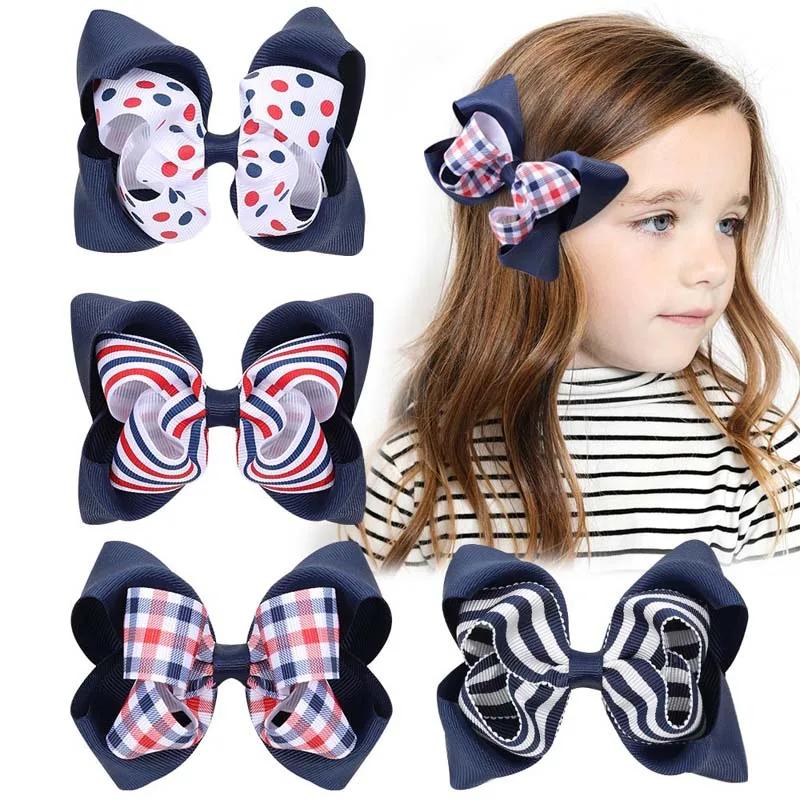 Top Trends: Oaoleer New Stripe Satin Ribbon Bows Hair Clip Cute Girl Plaid Bowknote Hairpin With Rhinestone Barrettes Kids Hair Accessories Shoppable Styles