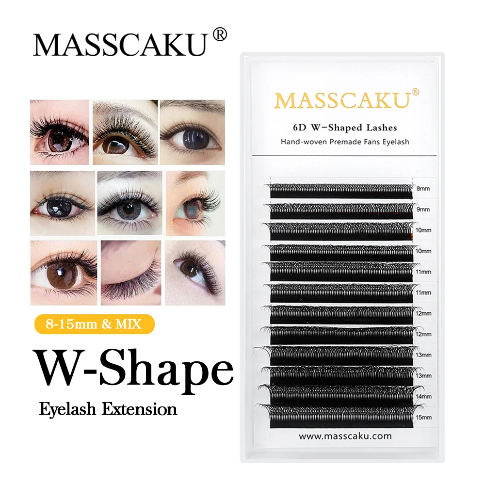 Top Trends: MASSCAKU 3D 4D 5D Mink Individual Bundles Eyelash W Shape Premade Fans Faux Mink 100% Handmade Lash Extensions Shoppable Styles