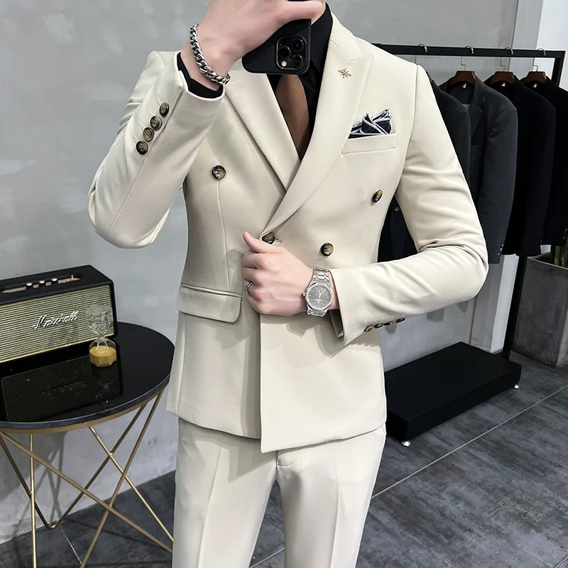 Top Trends: (Jackets+ vest+ pants)2023 Men's Spring Quality Casual Business Suit British Style Fashion Casual Groom's Wedding Dress Blazers Shoppable Styles - Image 4