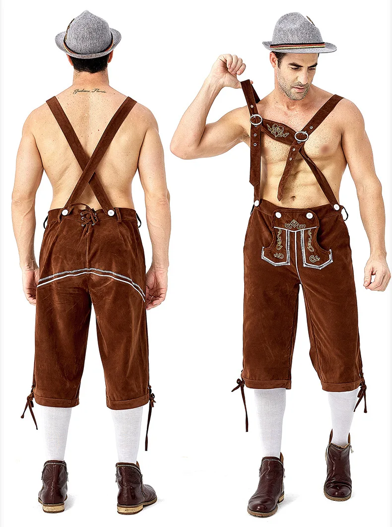 Top Trends: Mens Oktoberfest Bavarian Beer Costume German Bavarian Shorts Outfit Overalls Shirt Hat Suspenders Short Set Halloween Costume Shoppable Styles - Image 4