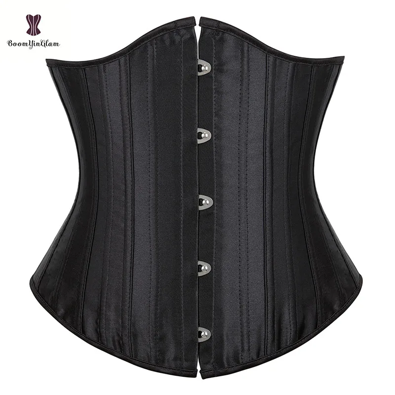 Top Trends: Solid Black Champagne-Colored Corset 26 Steel Boned Underbust Corselet Women Cupless Chest Binder Bustier Shoppable Styles