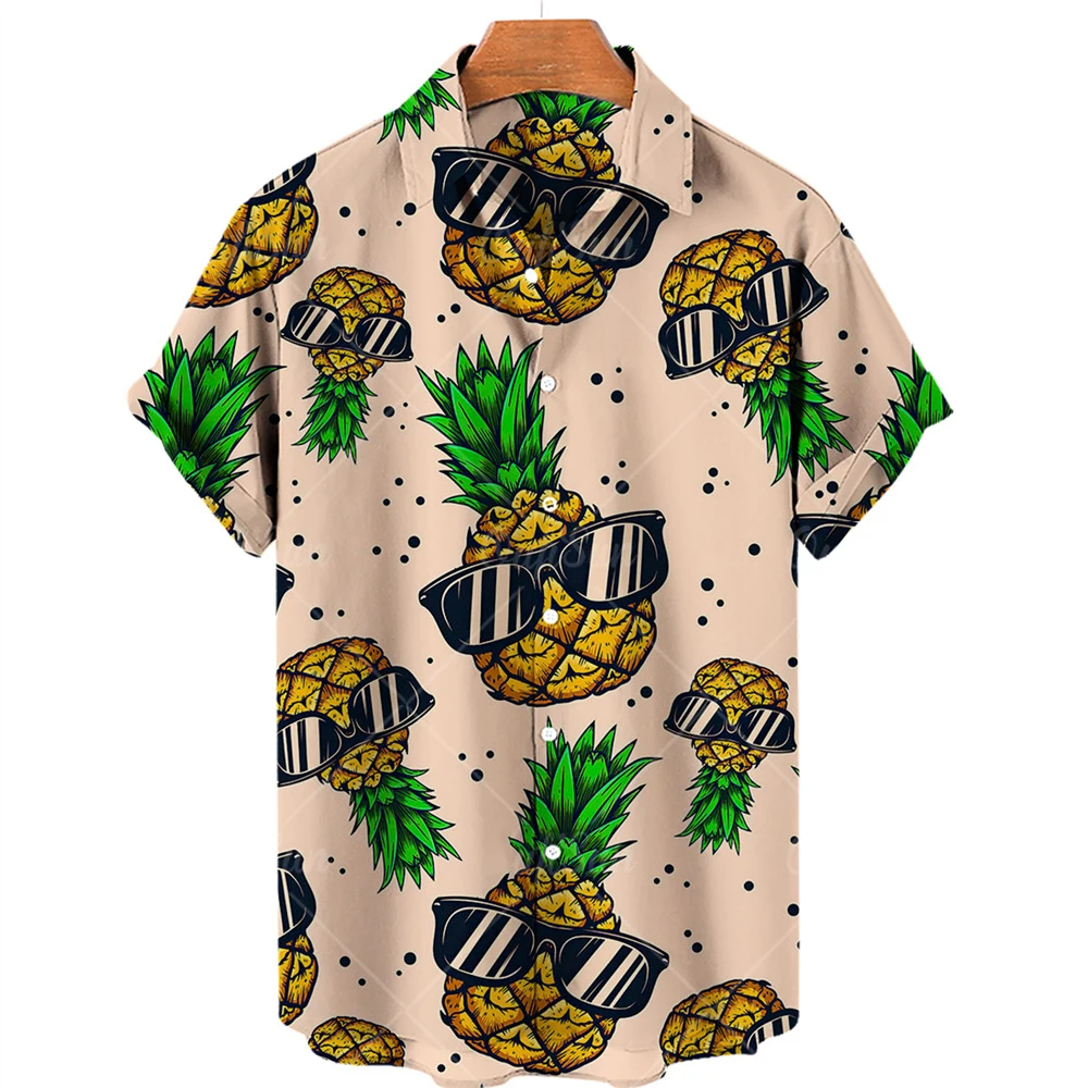 Top Trends: Summer Hawaiian Shirts Fruit 3d Print Shirt Men Women Fashion Pineapple Shirts Single-Breasted Short Sleeve Blouse Mens Clothing Shoppable Styles