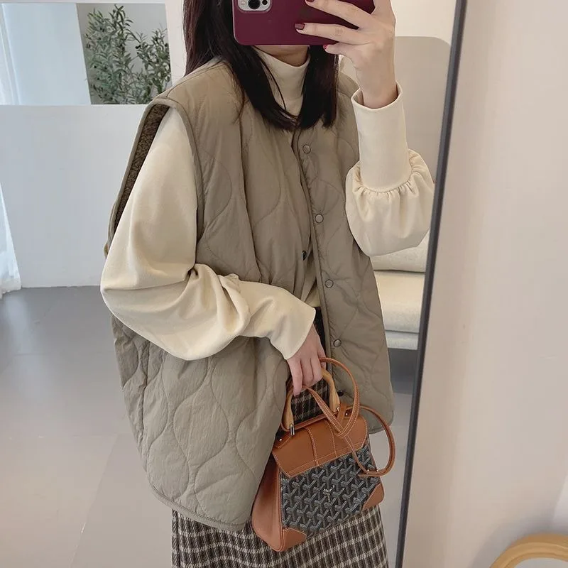 Top Trends: Deeptwon Vintage Winter Padded Vest Women Lamb Wool Double-sided Sleeveless Mustang Jacket Oversize Korean Style Streetwear Shoppable Styles