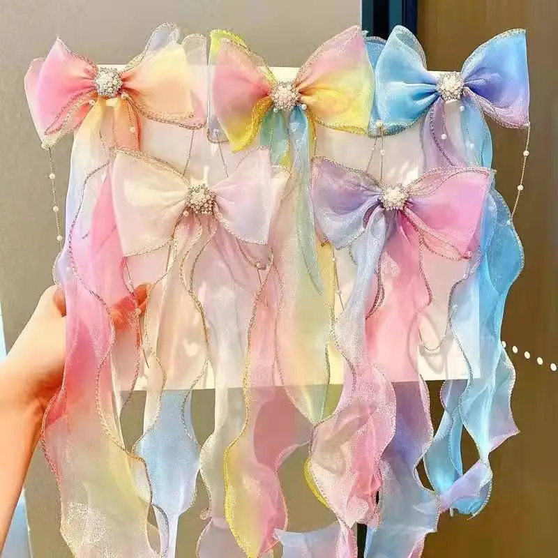 Top Trends: Bow Hairpin Children's Hair Accessories Princess Super Fairy Streamer Hairpin Cute Clip Girls Pan Hair Headdress Girl Shoppable Styles - Image 2