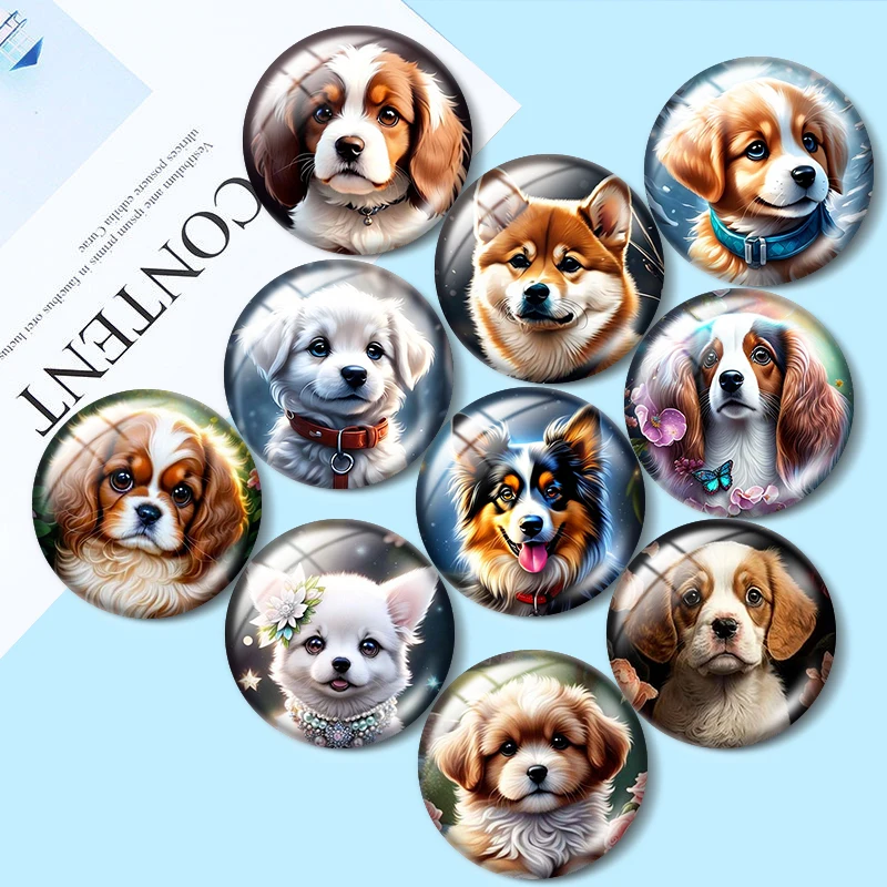 Top Trends: Pet Cute Healthy Dog For Jewelry Making12mm / 16mm / 18mm / 25mm 10pcs Round Photo Glass Cabochon Demo Flat Back Making Findings Shoppable Styles