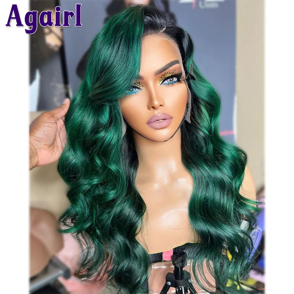 Top Trends: 13X4 Glueless Wavy Human Hair Lace Front Wig Ombre 1B Green Brazilian Remy 13X6 Body Wave Lace Frontal Wig 5x5 Lace Closure Wigs Shoppable Styles - Image 5