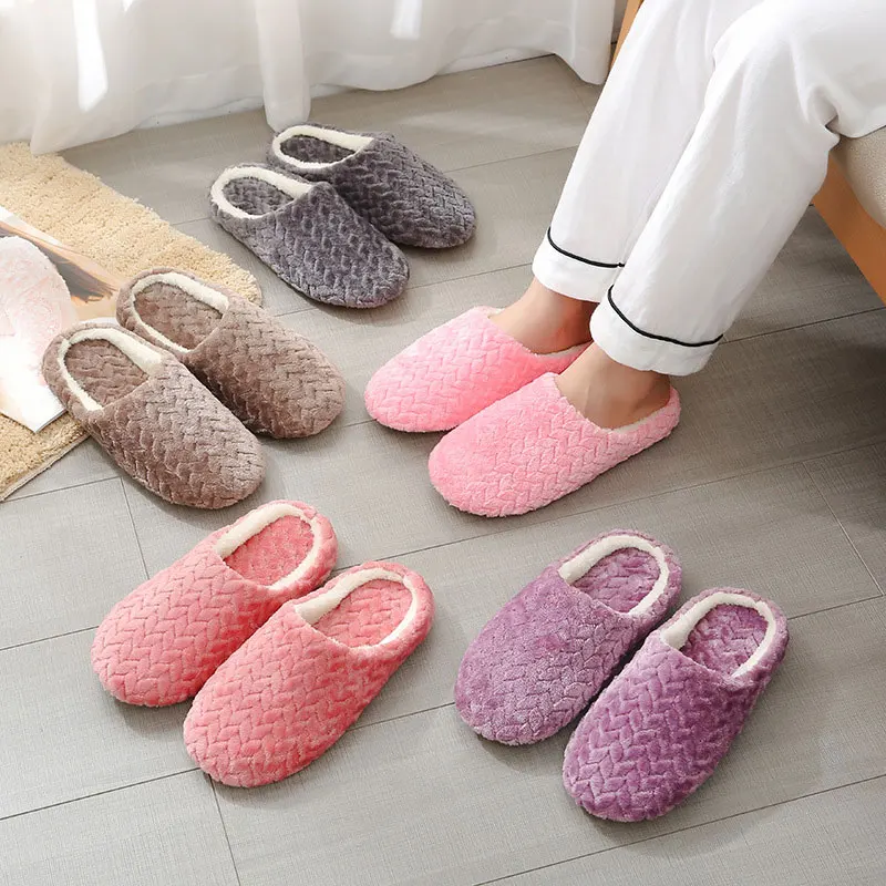 Top Trends: Women Indoor Slippers Thicken Warm Plush Home Shoes Autumn Winter Shoes House Flat Floor Slipper Soft Silent Slides For Bedroom Shoppable Styles