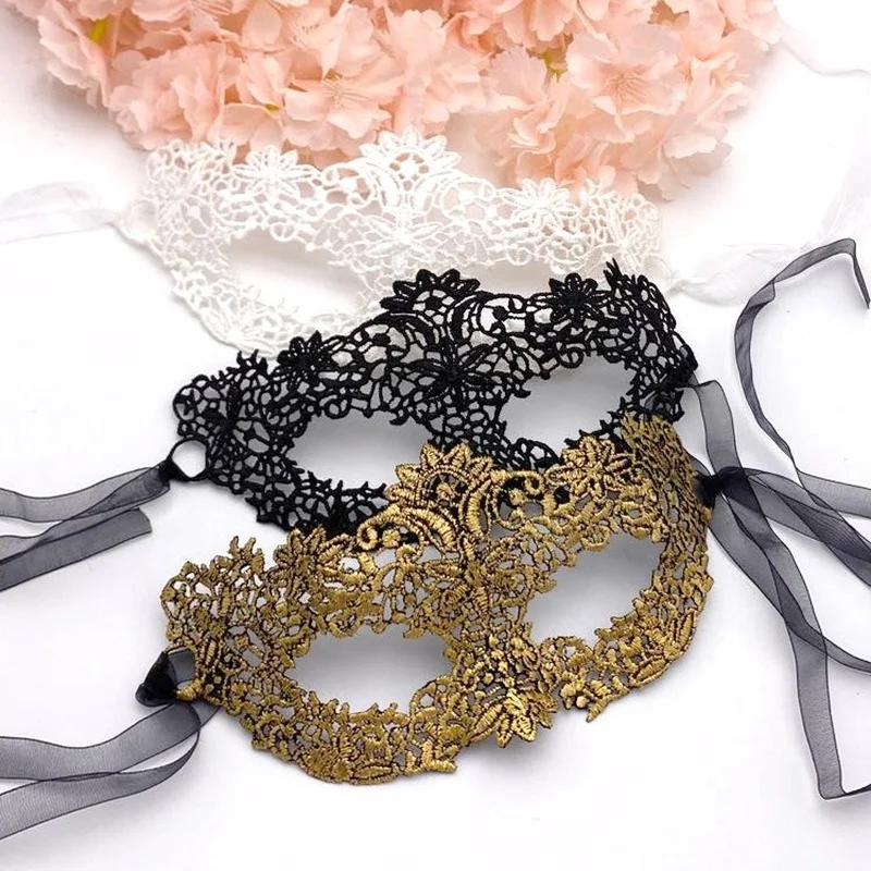 Top Trends: Women Sexy Hollow Lace Masquerade Bronzing Face Mask Princess Party Cosplay Prom Props Costume Nightclub Queen Eye Mask Exotic Shoppable Styles