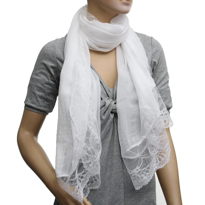 Top Trends: Woman Scarves Chiffon Lace Scarf Wrap Scarf White Shoppable Styles